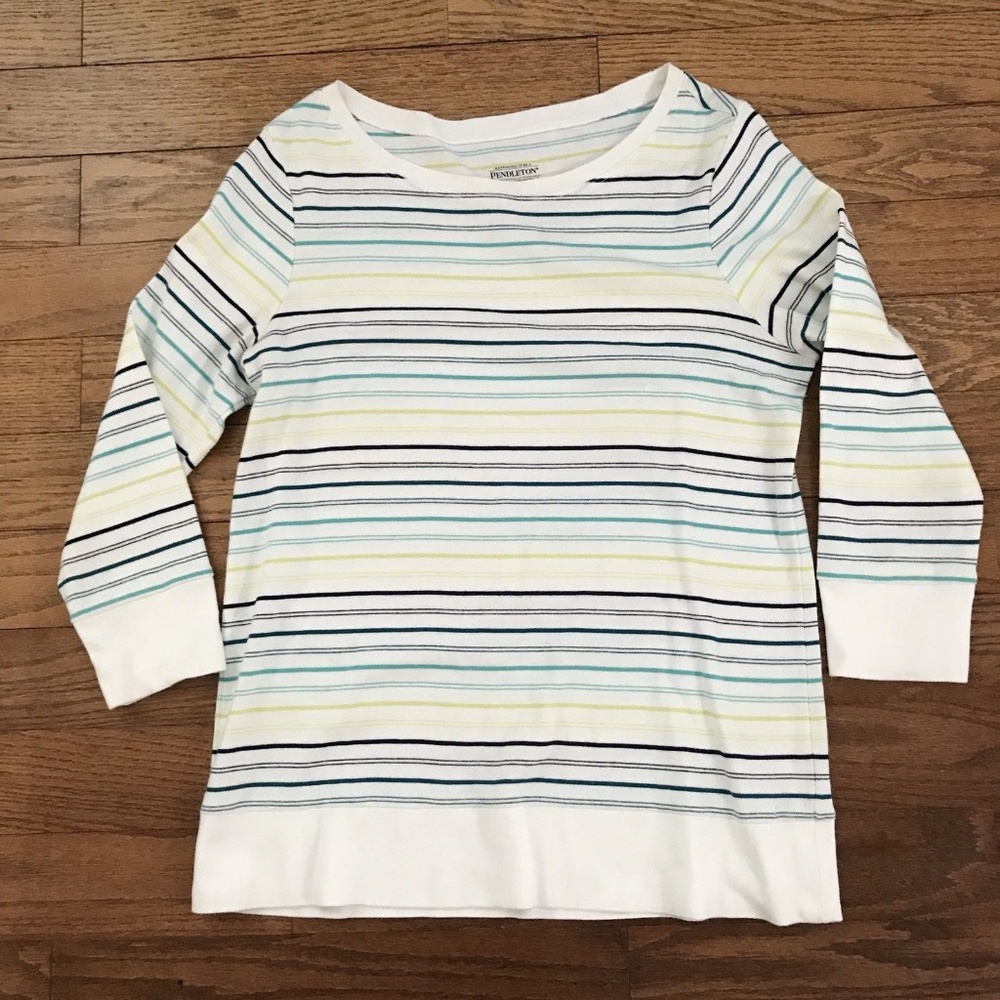 Pendleton Medium White Striped Long Sleeve Shirt